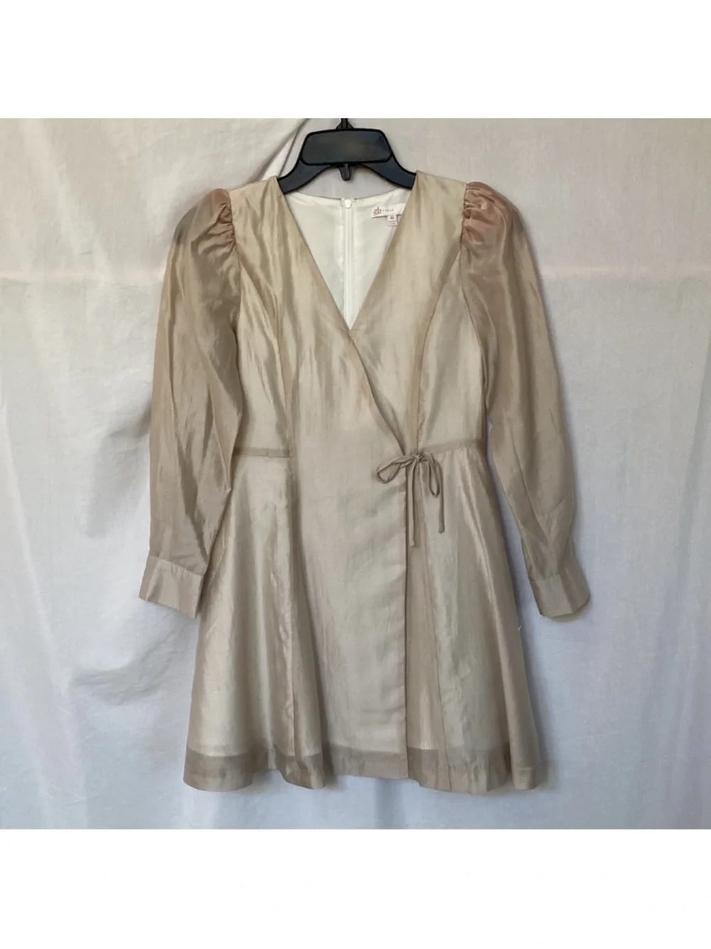 GB girls Light Beige Long Sleeve Wrap Dress